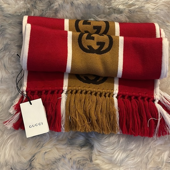 💯 Authentic Gucci Scarf Jergy Frin 35x180 cm - Picture 6 of 7